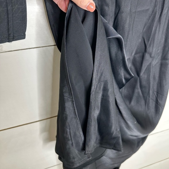 Anthropologie Elyse Satin Slip Dress Cowl Neck Midi Classic Black - Size Large - Picture 4 of 10